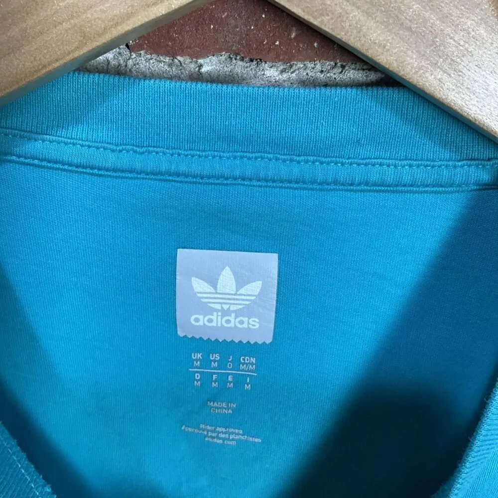 Adidas Skateboarding Shirt Mens Medium Blue White Trefoil Logo Climalite Casual